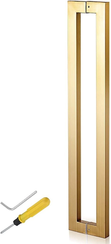 Door Pull Glass Door Pull Push Door Handle - Heavy Duty Sliding Barn Door Handle Set Contemporary Stainless Steel Bar Handle All Install Fitting Included/ (Gold 80Cm/32Inch)