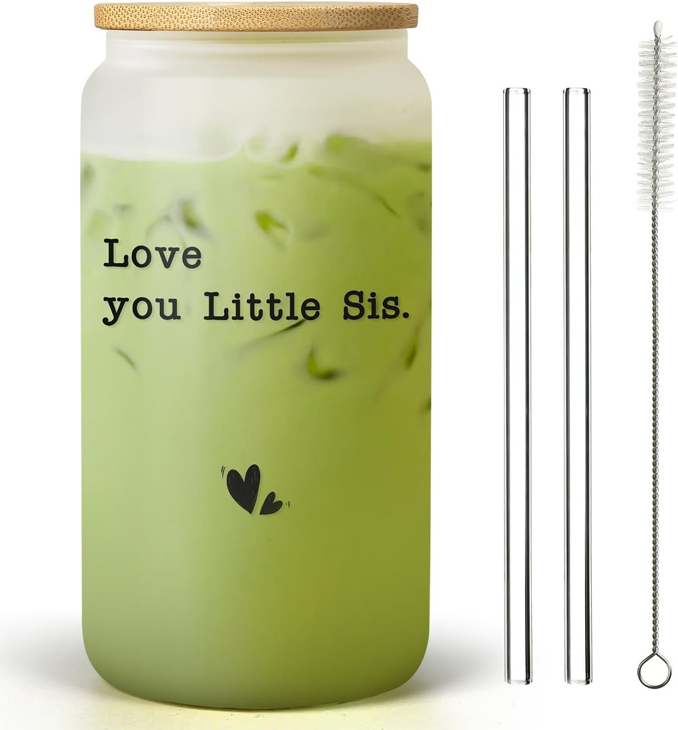 Sisters Gifts from Sister - Birthday Gift Idea for Sister Unique Love You Present for Women from Friend Brother Soul Sister Sister In Law Best Sister Ever Gift for Mothers Day Christmas 16oz Glass Cup