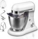 Geek Chef Electric Stand Mixer, 4.8QT 12 Speeds Tilt-head Food Mixer with Dough Hook, Whisk, Beater, Bowl, Rotary Knob for Home Kitchen Use, Bright White