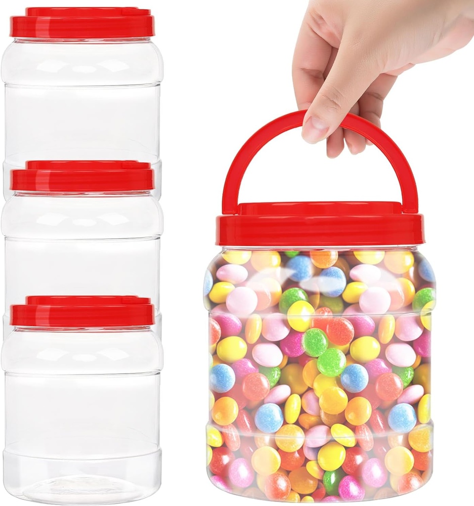 Plastic Jars With Lids, 4 Pack Plastic Candy Jars With Lids Candy Jars Candy Containers,Candy Jar Candy Containers For Flour, Cookies, Candy, Airtight Food Storage
