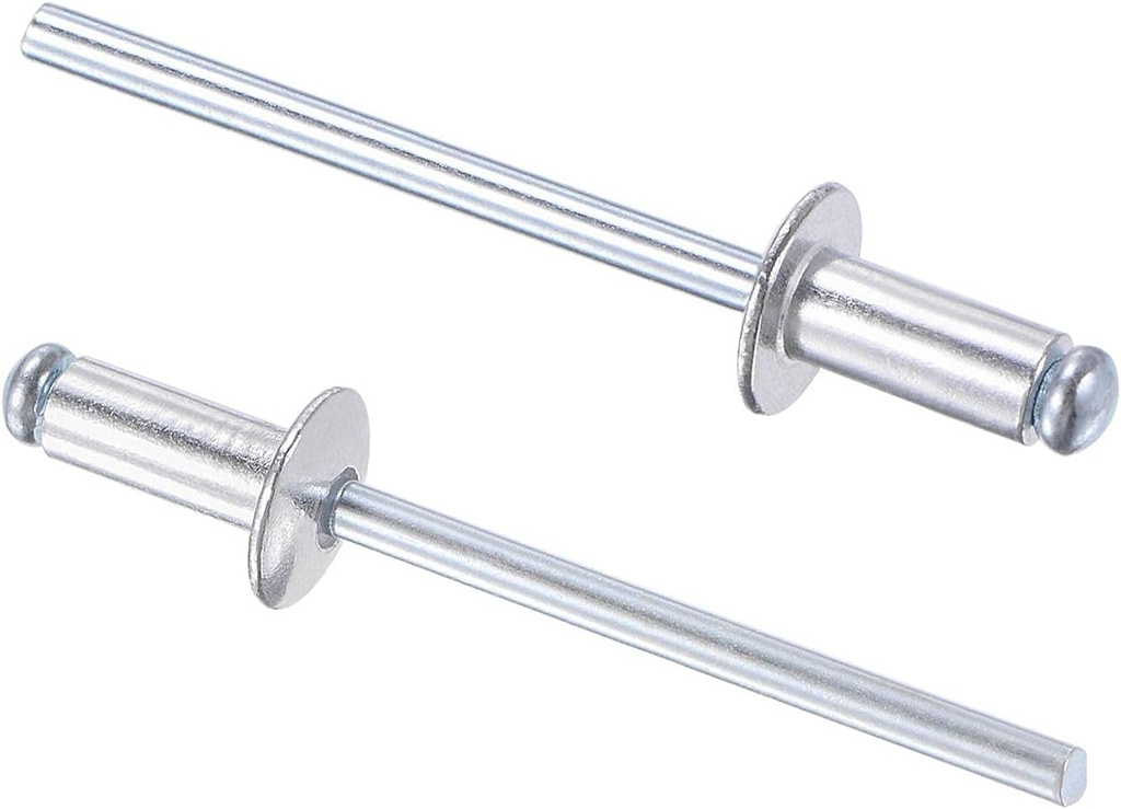 uxcell Blind Rivets, Aluminum Pull Rivets Core Decoration Rivets 4mm Diameter 10mm Grip Length Silver Tone, 60pcs