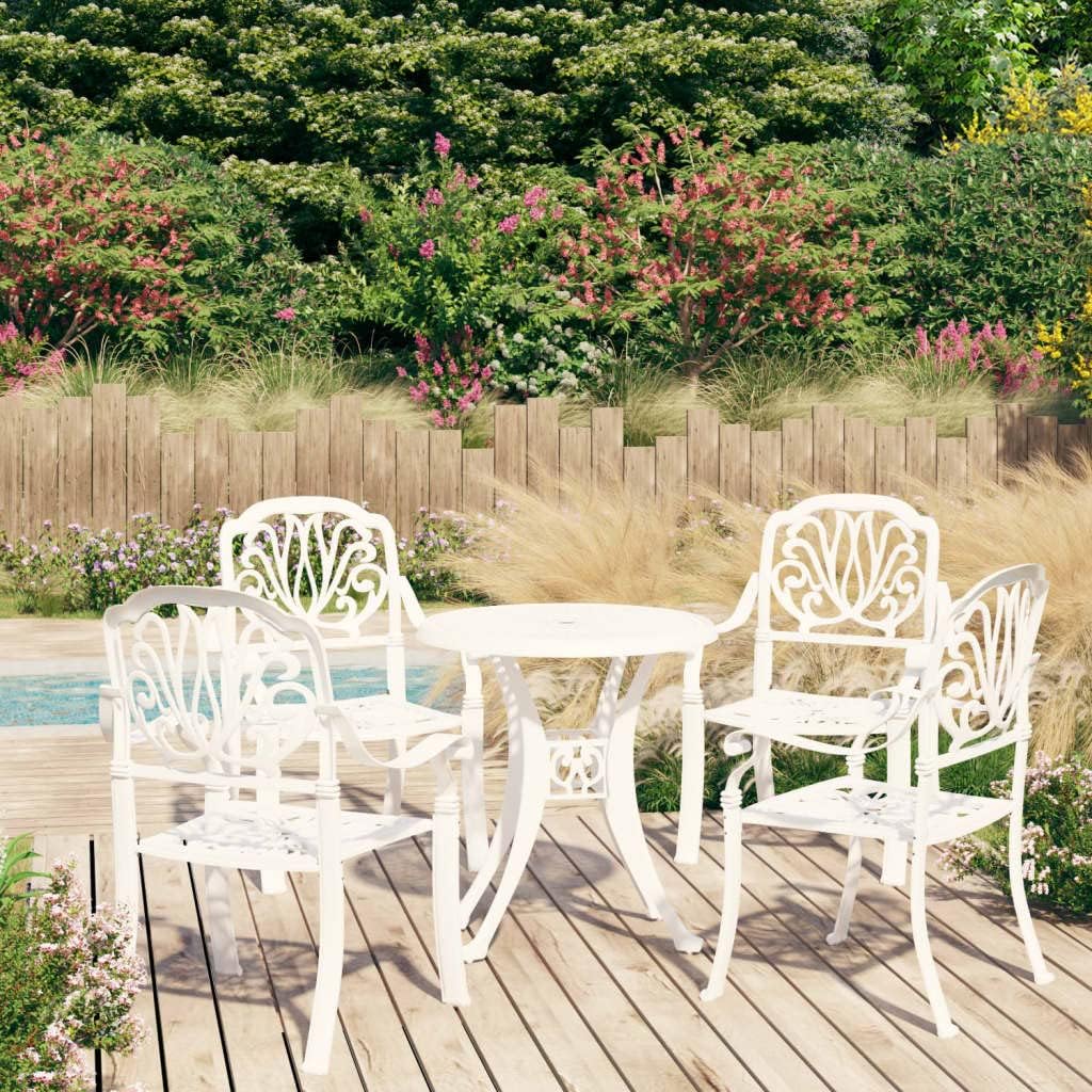 5 Piece Bistro Set,Patio Table and Chairs Set,Balcony Furniture,Outdoor Dining Set,Patio Conversation Sets,Lawn Furniture,for Different Scenes like Backyard, Garden, Patio, Cast Aluminum White