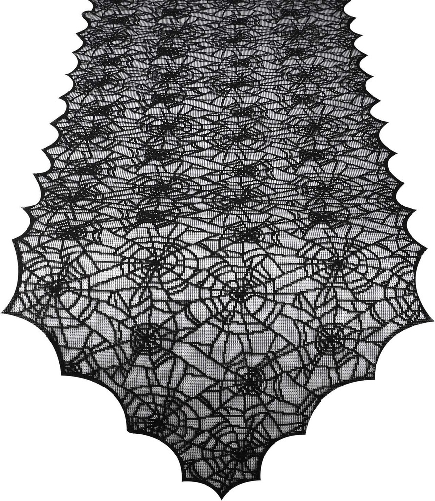 ibohr Halloween Table Runner with Spider Web Lace Festival Table Runner Halloween Table Decoration for Parties & Gatherings, 100% Polyester, 18 X 72 Inch