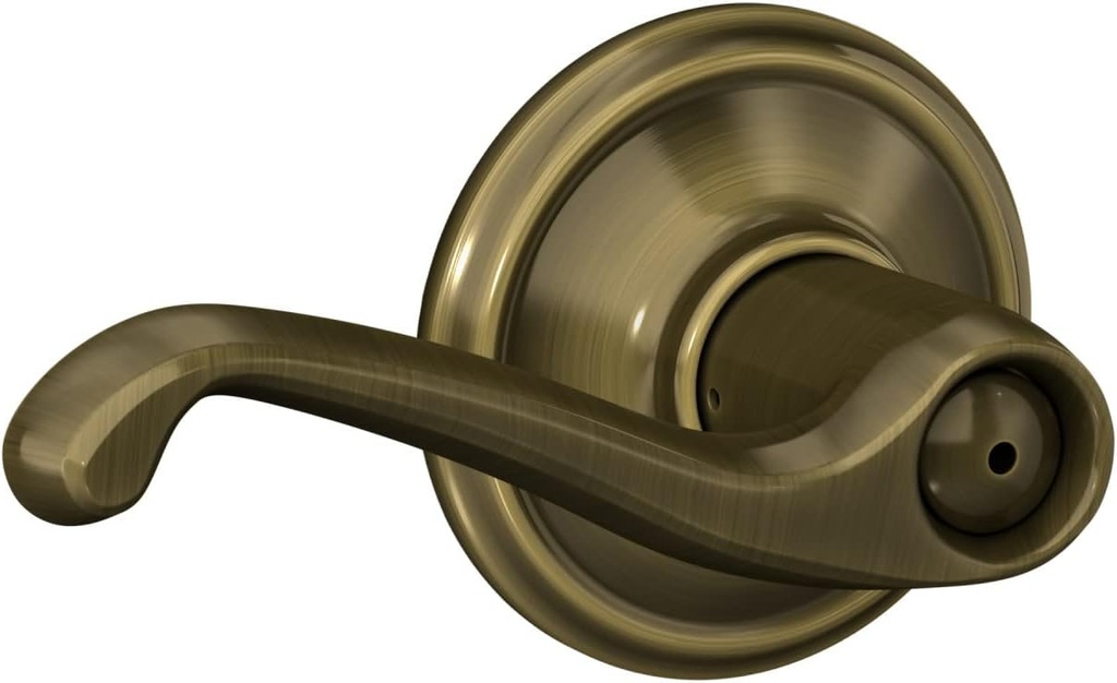 Schlage F40 V FLA 609 Flair Door Lever, Bed & Bath Privacy Lock, Antique Brass