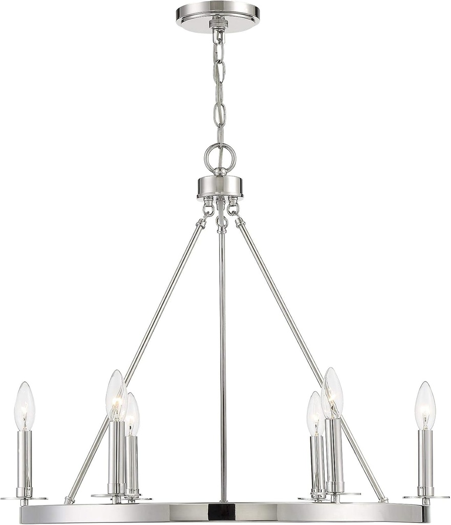 6 Light Chandelier in Mid-Century Modern Style-22 Inches Tall and 26 Inches Wide-Polished Nickel Finish -Traditional