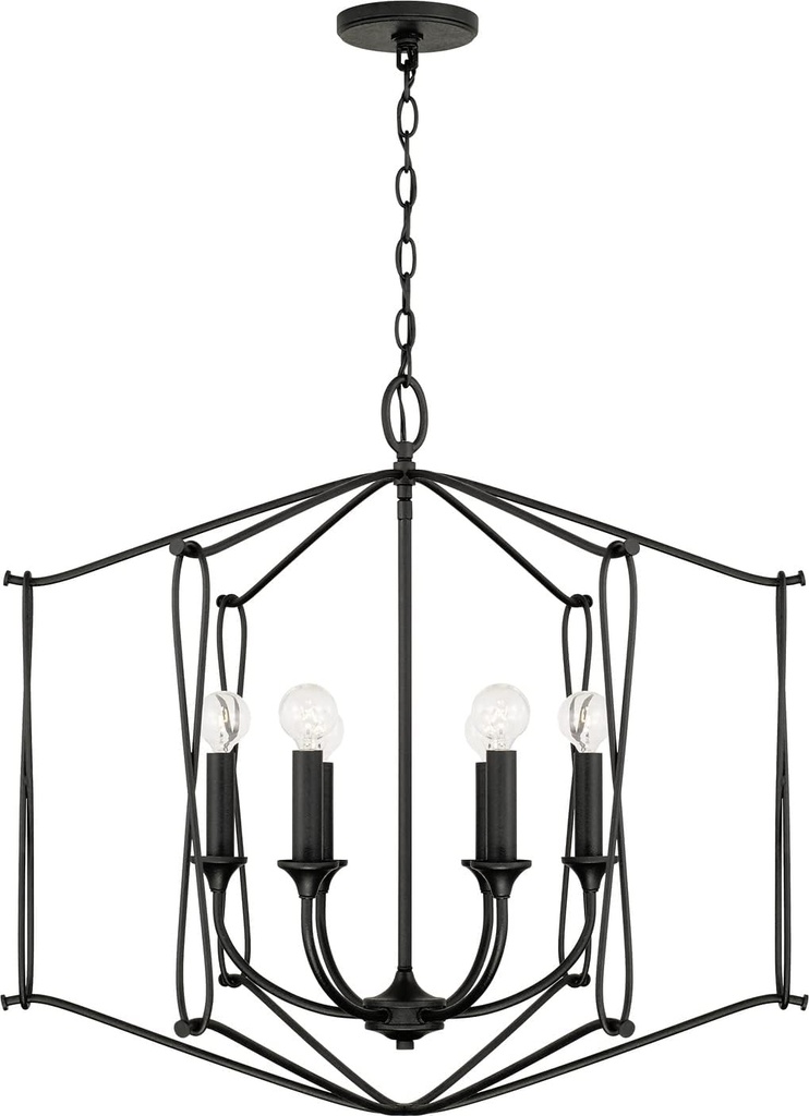 Capital Lighting 541661BI Bentley Transitional Airy Design Candle Foyer Light Fixture, 6-Light 360 Total Watts, 26" H x 28" W, Black Iron