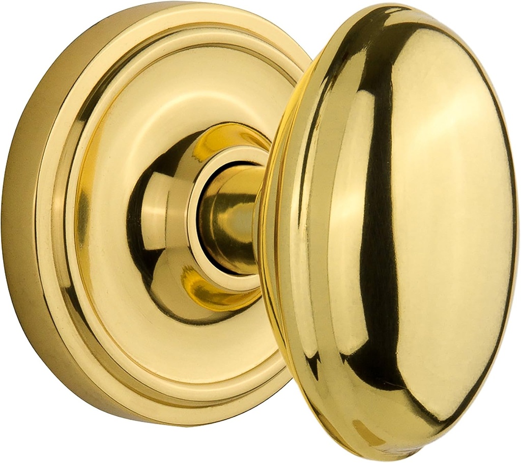 Nostalgic Warehouse Classic Rosette with Homestead Door Knob, Single Dummy, Polished Brass