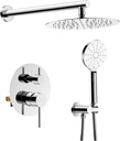 KIBI 2-Function Wall Mounted Circular Bathroom Shower System | Solid Brass Pressure Balanced Valve Shower Faucet Set with High Flow Showerhead and Handheld Spray for Bathroom (Chrome, KSF403)