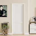 28" x 80" 2-Panel Interior Slab Door, Pre-Finished Single Door Panel for Bedroom & Closet, Solid MDF Core Wood, White Primed Finish (Hinges Not Included)