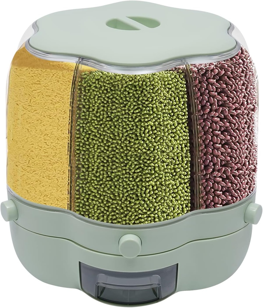 17.63 lb Rice and Grain Storage Container,360° Rotating Food Dispenser Measuring Cylinder with Lid Moisture Resistant Household,Airtight Storage of Yellow Rice Black Rice