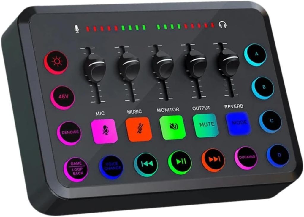 Generic Audio Mixer Sound Mixer,48V Power,Rechargeable,Sound Board Console System Stereo DJ Mixer for Computer Phone Party