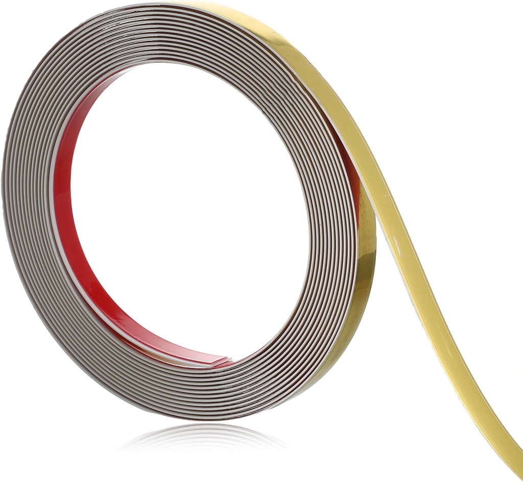 Gold Molding Trim Peel and Stick, 196.8"L x 0.4"W Self Adhesive Flexible DIY Wall Accent Strip for Baseboard, Mirror, Floor, Cabinet, Ceiling, Tile Edge