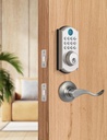 ELAMOR M19 Fingerprint Door Lock with 2 Lever Handles, Keyless Entry Door Lock, Automatic Locking, Easy to Install, Electronic Keypad Deadbolt with Code, Front Deadbolt Handle Sets, Sand Nickel