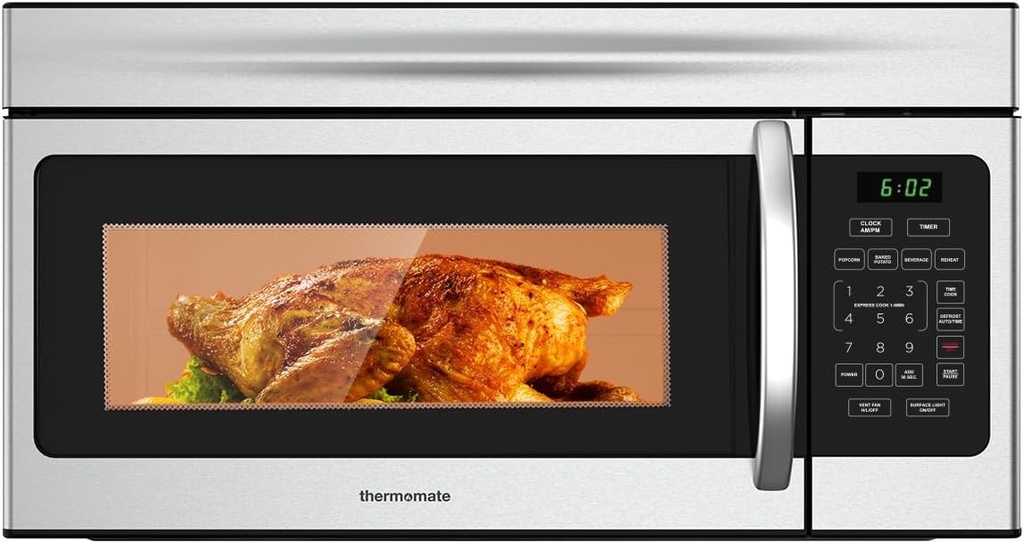 30" Over the Range Microwave Oven, ThermoMate 1.7 Cu. Ft. Capacity Microwave Over the Stove with One Touch, 1000 Cooking Watts, 300 CFM, 10 Power Levels, LED Lighting, Stainless Steel