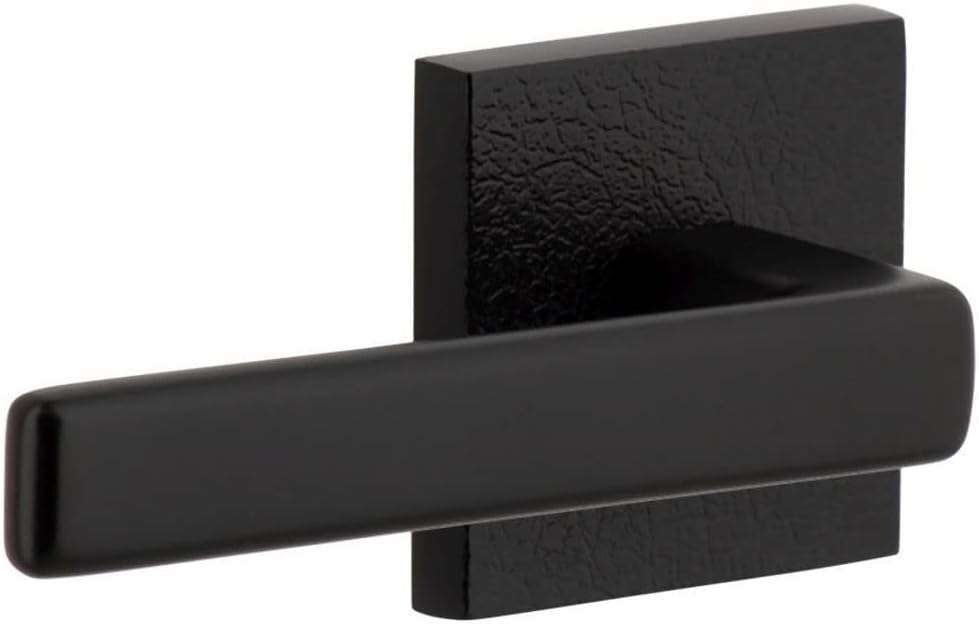 Viaggio QADMLTLUS_SD_LH Motivo Left Handed Solid Brass Non-Turning One-Sided Dummy Door Lever with Lusso Lever and Quadrato Leather Backplate - Satin Black