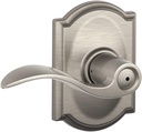 Schlage F40 ACC 619 CAM Accent Door Lever with Camelot Trim, Bed & Bath Privacy Lock, Satin Nickel
