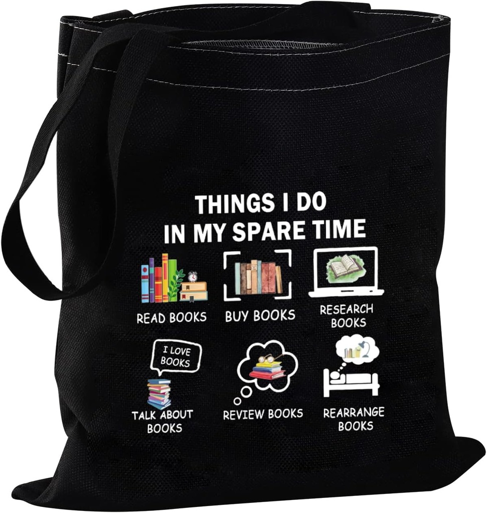 JYTAPP Book Lover Tote Bag Bookworm Gift Things I Do In My Spare Time Books Bag Bookish Gift