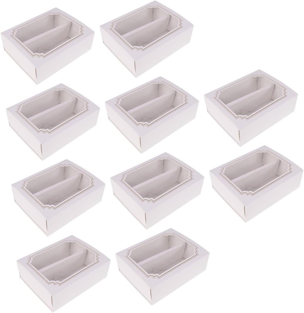 10-Pack Macaron Cake Box with White .5x11.5x5cm for Cookies and Desserts Window Display for Party Packaging