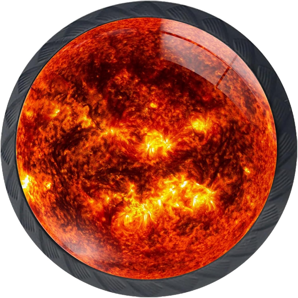 4 Pack Sun Kitchen Cabinet Knobs Round Drawer Pulls Black Dresser Cupboard Door Handles