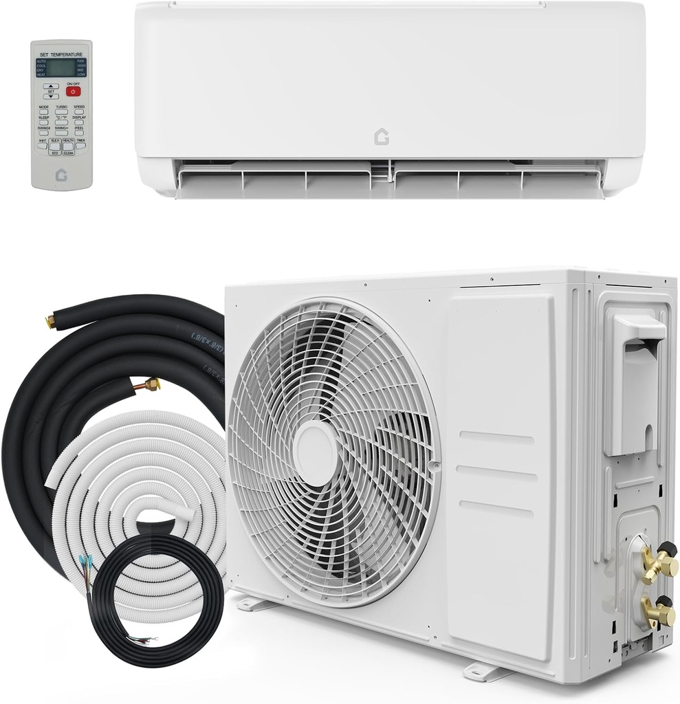 Garvee 24,000 BTU Mini Split Air Conditioner with Heat Pump, 19 SEER2, Cools Up to 1500 Sq. Ft, Energy Efficient Inverter AC with Installation Kit & Remote, Ductless AC Unit with Pre-Charged Condenser