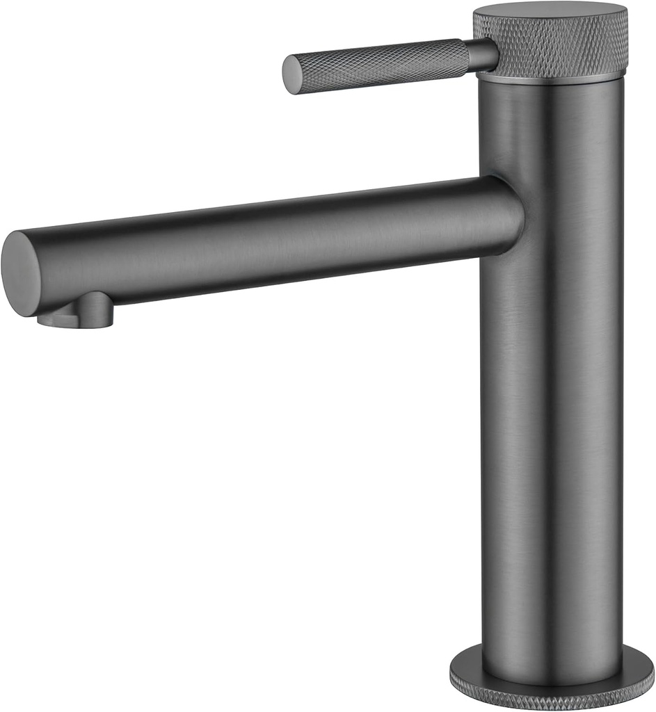 Single Handle Bathroom Sink Faucet, Single Hole Bathroom Faucet with Supply Hoses, Gun Grey