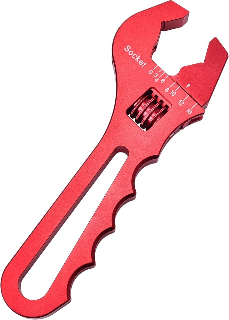 [BRSWKHD6BJ5GY3TA] EVIL ENERGY AN Fitting Hose Wrench Adjustable 3AN-16AN Aluminum Red