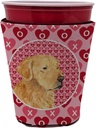 Caroline's Treasures SS4476RSC Golden Retriever Hearts Love Valentine's Day Red Cup Hugger Cup Cooler Sleeve Hugger Machine Washable Drink Sleeve Hugger Collapsible Insulator Beverage Insulated Holder