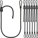 Bungee Cords, Adjustable Bungee Cord with Carabiner Hooks Heavy Duty Outdoor 48 inch Long, Adjust Length Black Elastic Ropes Tie Downs Cable with Clips On Both Ends for Trucks Bike Rack Tarps, 6 Pack