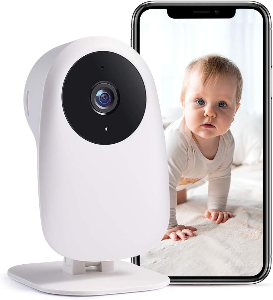 nooie Baby Monitor WiFi Smartphone, Baby Monitor with Camera and Audio 2.4GHz, Motion and Sound Detection, 2K HD Night Vision, Two-Way Audio, SD or Cloud Storage, Compatible with Alexa and Google