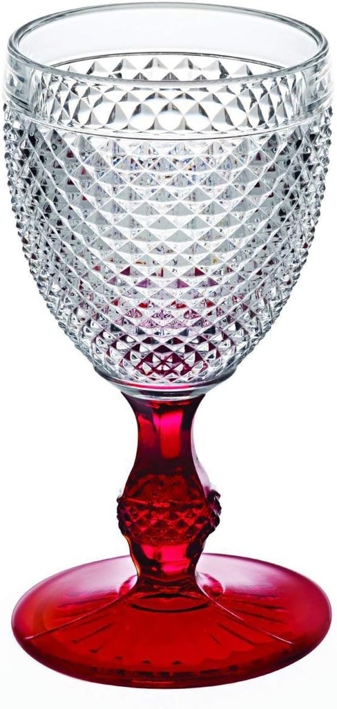 Vista Alegre Bicos Bicolor All Purpose Goblet with Red Stem.,