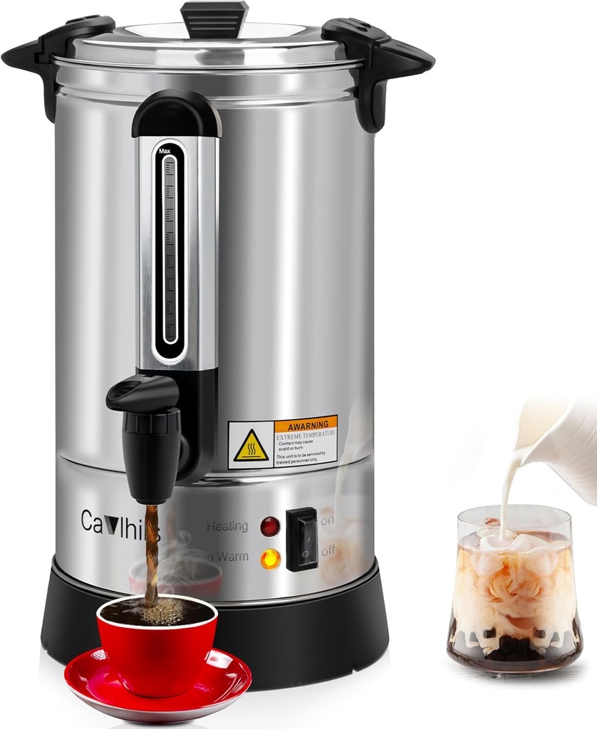 [BRSRAHTQBMCGEEQV] Coffee Urn 50 Cup 8L Large Coffee Maker Commercial Stainless Steel Hot Water Urn Coffee Fast Brew Dispenser 950W, 8L Single-wall