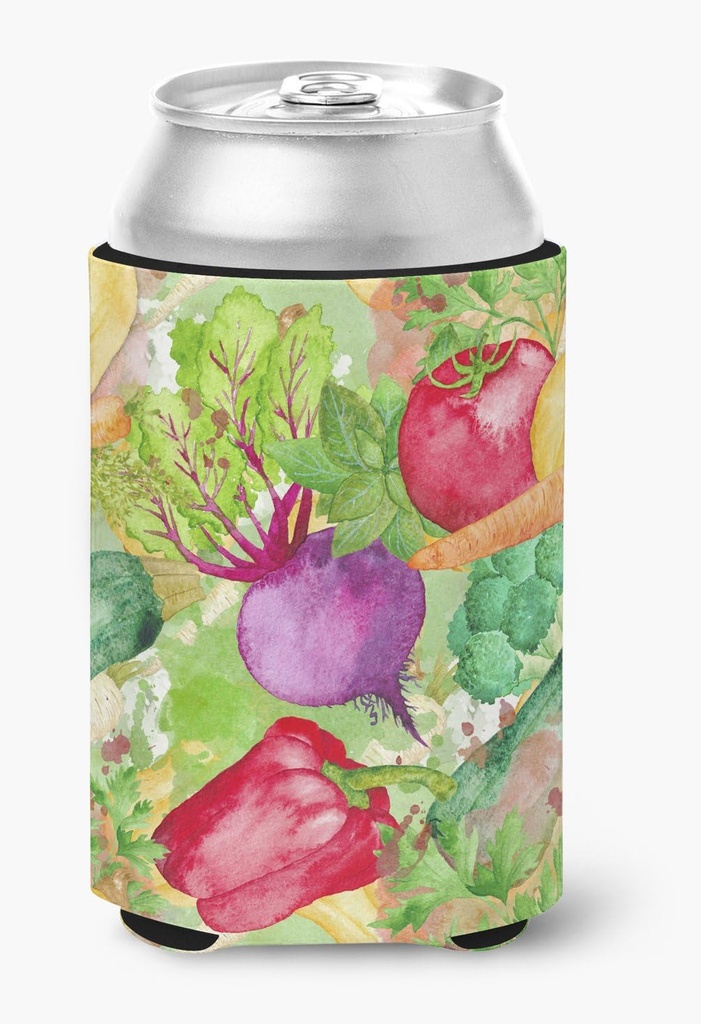 Caroline's Treasures BB7572CC Watercolor Vegetables Farm to Table Can or Bottle Hugger Cooler Washable Drink Sleeve Collapsible Beverage Insulated Holder, Can Hugger, Multicolor