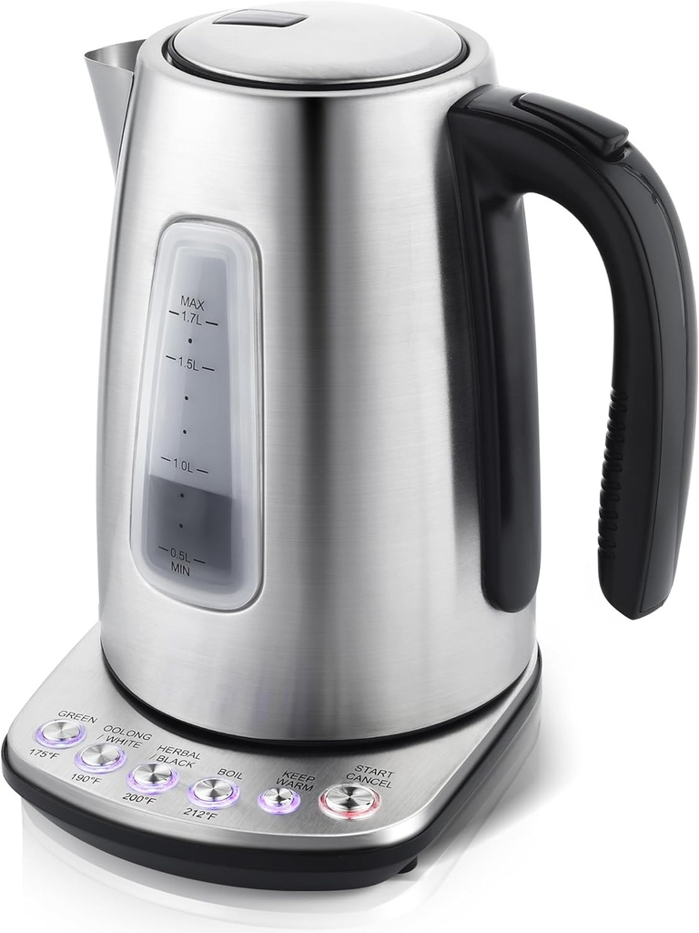Electric Kettle Temperature Control with 4 Presets, 1.7L Hot Water Kettle Electric, Stainless Steel Tea Pot Kettle for Boiling Water, 1H Keep Warm, Fast Boiling Water Boiler & Heater