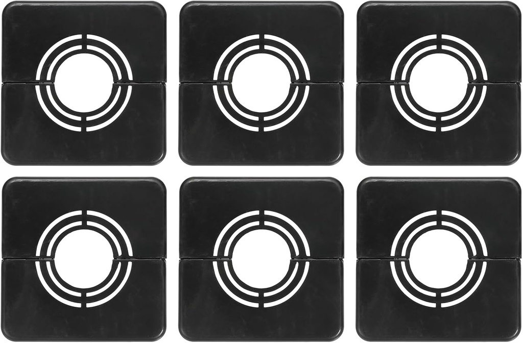 HARFINGTON 6pcs Wall Split Flange 0.79" (20mm) Plastic Square Adjustable Split Flange Pipe Cover Clip-on Escutcheon Collar Under Sink Pipe Radiator for Bathroom Kitchen Toilet, Black