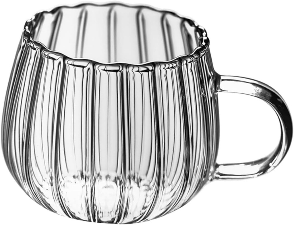 Alipis Transparent Ribbed Glass Coffee Mug with Handle Versatile Drinking Cup for Juice Tea and Cocktails for Home and Coffee Shops