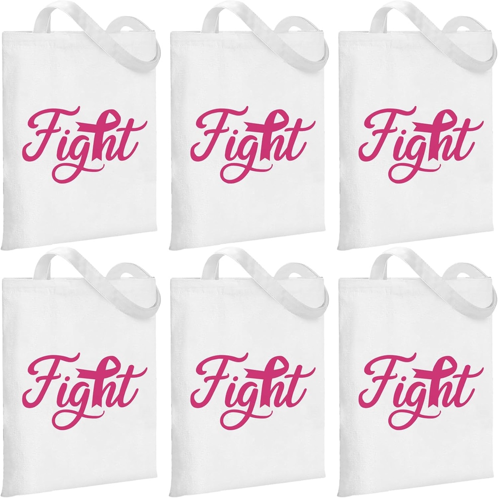 6 Pcs Breast Cancer Awareness Canvas Tote Bag Fight Gift Set Breast Cancers Gifts for Women Chemo Patients