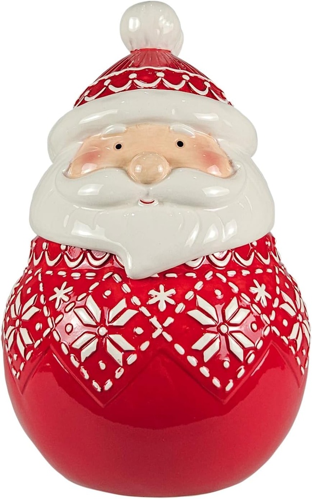 Hanna's Handiworks Festive Santa Cookie Jar - Merry Decor for Kitchen Storage and Decoration for Holiday Parties and Everyday Use - Perfect for Home, Office, Dorm, and School