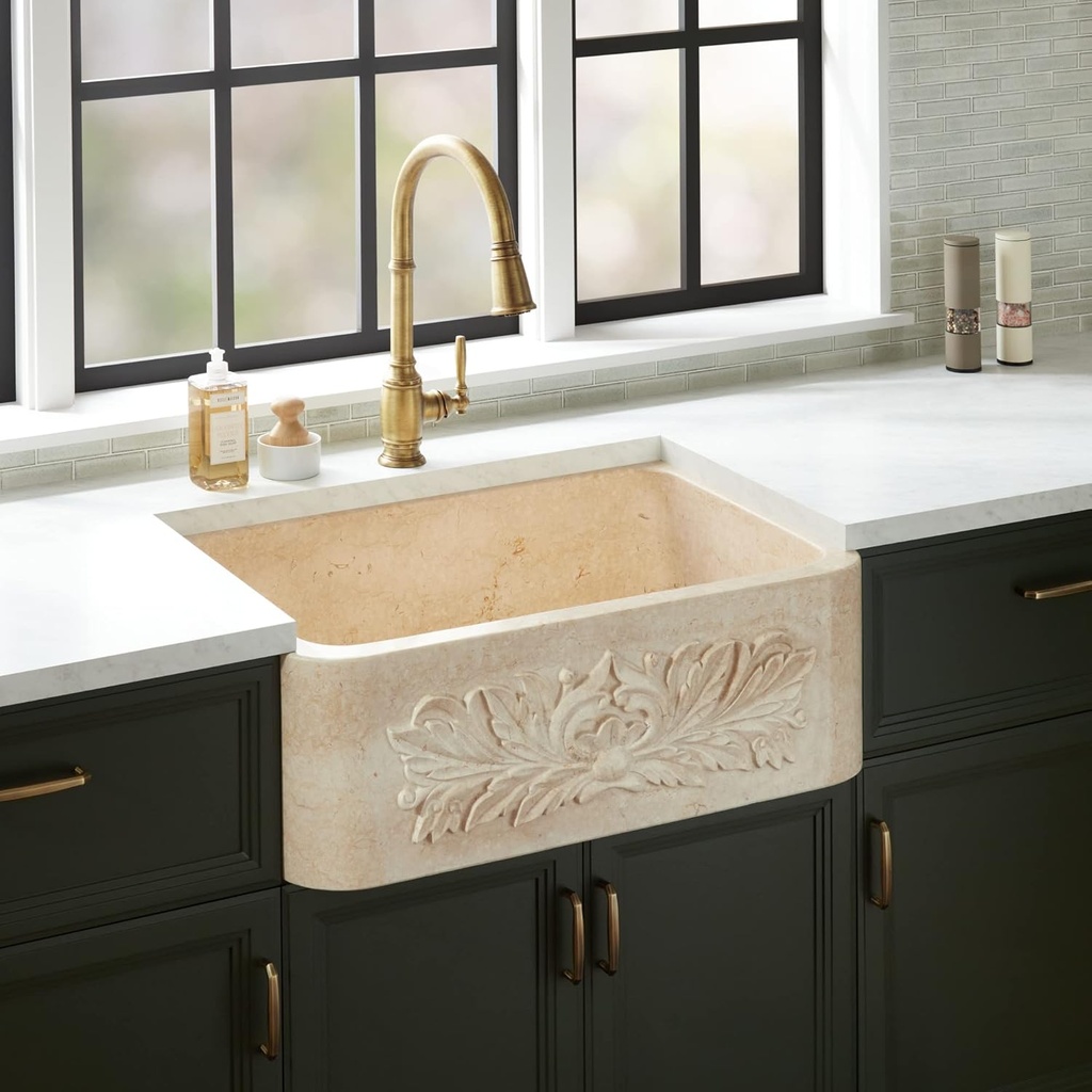 Signature Hardware 484603 Silbury 30" Rectangular Marble Farmhouse Bathroom Sink