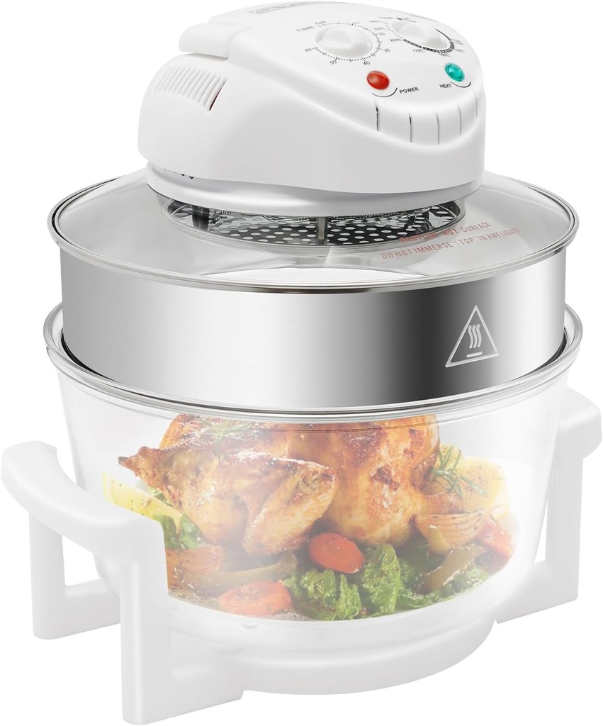 Electric Air Fryer,Turbo Broiler Fryer, 17L Steamer Convection Oven,Halogen Oven Countertop for Roasting Meat, Fish, Vegetables, Potatoes 1200W ﻿