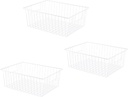 Freezer Organizer Bins - 3 Pack Stand Up Freezer Baskets for 16，17，21 cu.ft Upright Freezer, Wire Storage Baskets with Built-in Handles, Easy to Access Frozen Food Allow Air Circulation, White