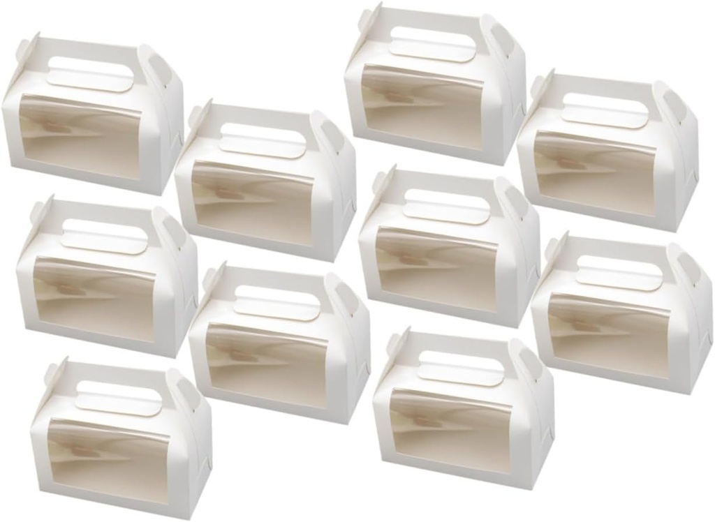 OUNONA 10pcs Cake Packaging Box White Favor Boxes for Gifts Window Design Treat for Party Supplies