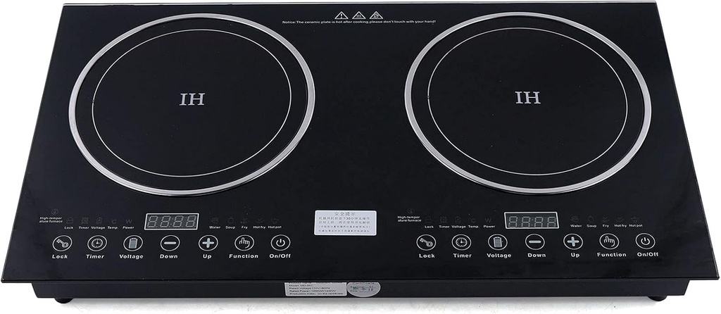Portable Double Induction Cooktop,1200W+ 1400W Digital Electric Countertop Burner Sensor Touch Stove, 8 Gear Firepower,Black