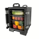 Pearington Commercial-Grade Insulated Food Pan Carrier for 5 Full-Size Pans, End-Loading Non-Electrical Stackable Hot Box Food Warmer with New Stainless Steel Latches, Black