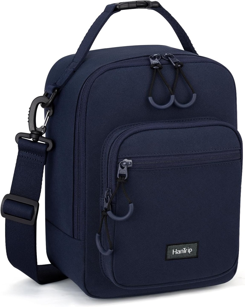 Insulated Lunch Bag with Adjustable Shoulder Strap, Lunch Box for Women Men, Reusable Portable Lunchbox for Office Work Picnic (Navy Blue)