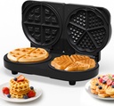 Sunvivi Dual Waffle Maker: Heart Waffle & Classic Waffle Iron with 2 Adjustable Temp Knobs, Nonstick Waffle Machine with Indicator Light, Easy to Clean, The best gifts for Her, Kids and Families