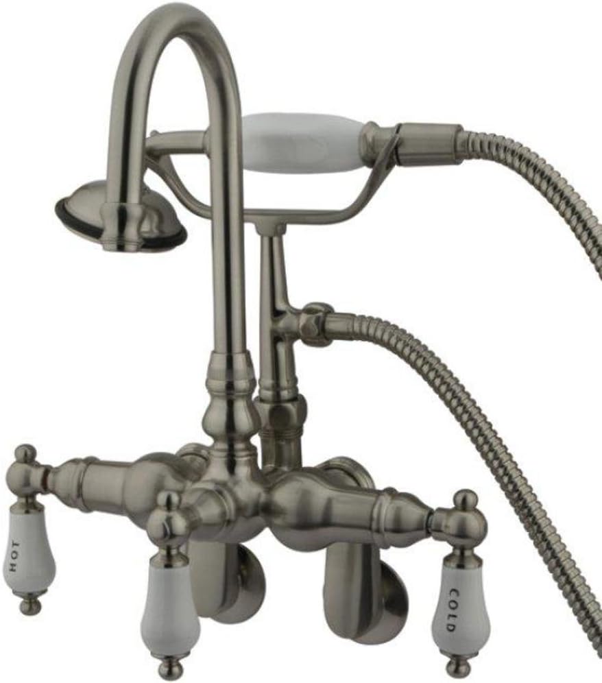 Elements of Design DT3018PL Hot Springs Wall Mount Clawfoot Tub Filler with Hand Shower, Satin Nickel