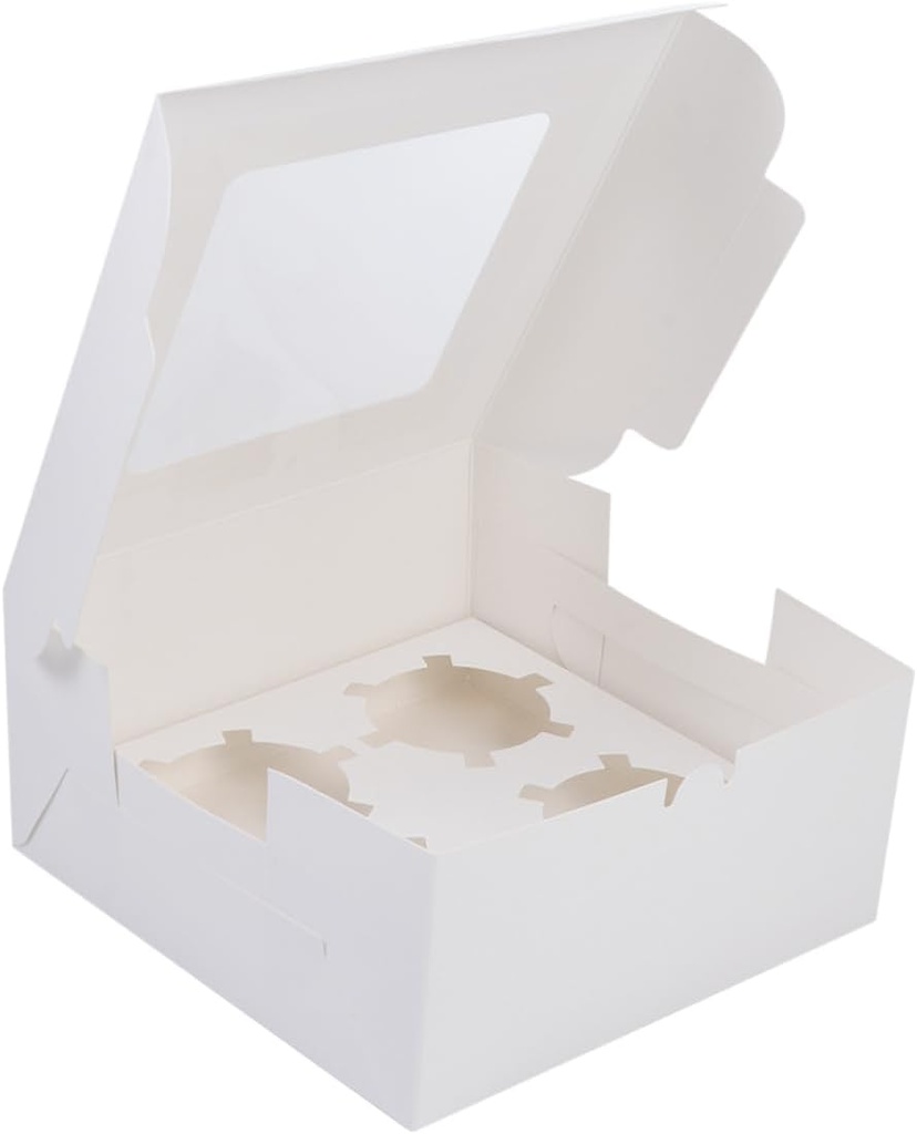Cabilock 12Pcs White Muffin Holder Cake Boxes with Window Design Cupcake Container for Desserts for Pies Cookies and Doughnuts for Parties and Events