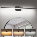 48 Inch LED Bathroom Vanity Light (3000K/4000K/6000K, Dimmable), Black Modern Bathroom Light Fixture Over Mirror, Vanity Light Bar with Angle Adjustable