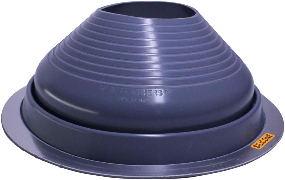 Flashers #8 Silicone Grey High Temp Round Flexible Roof Jack Pipe Boot Metal Roofing Pipe Flashing (Pipe OD 7" to 13") - 100% Made in The USA