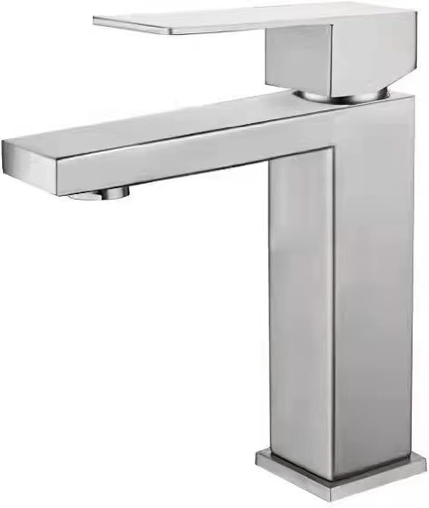 Face Basin Faucet Bathroom Faucet Modern Single Handle for Single Hole Bathroom Sink Faucet Mixer Tap Solid Square Brushed Nickel Finish